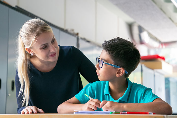 middle school student with teacher